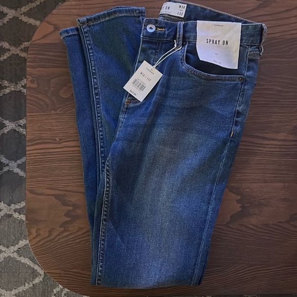 Topman Spray On Denim Jeans, NWT, New, 36x32 - Picture 1 of 5